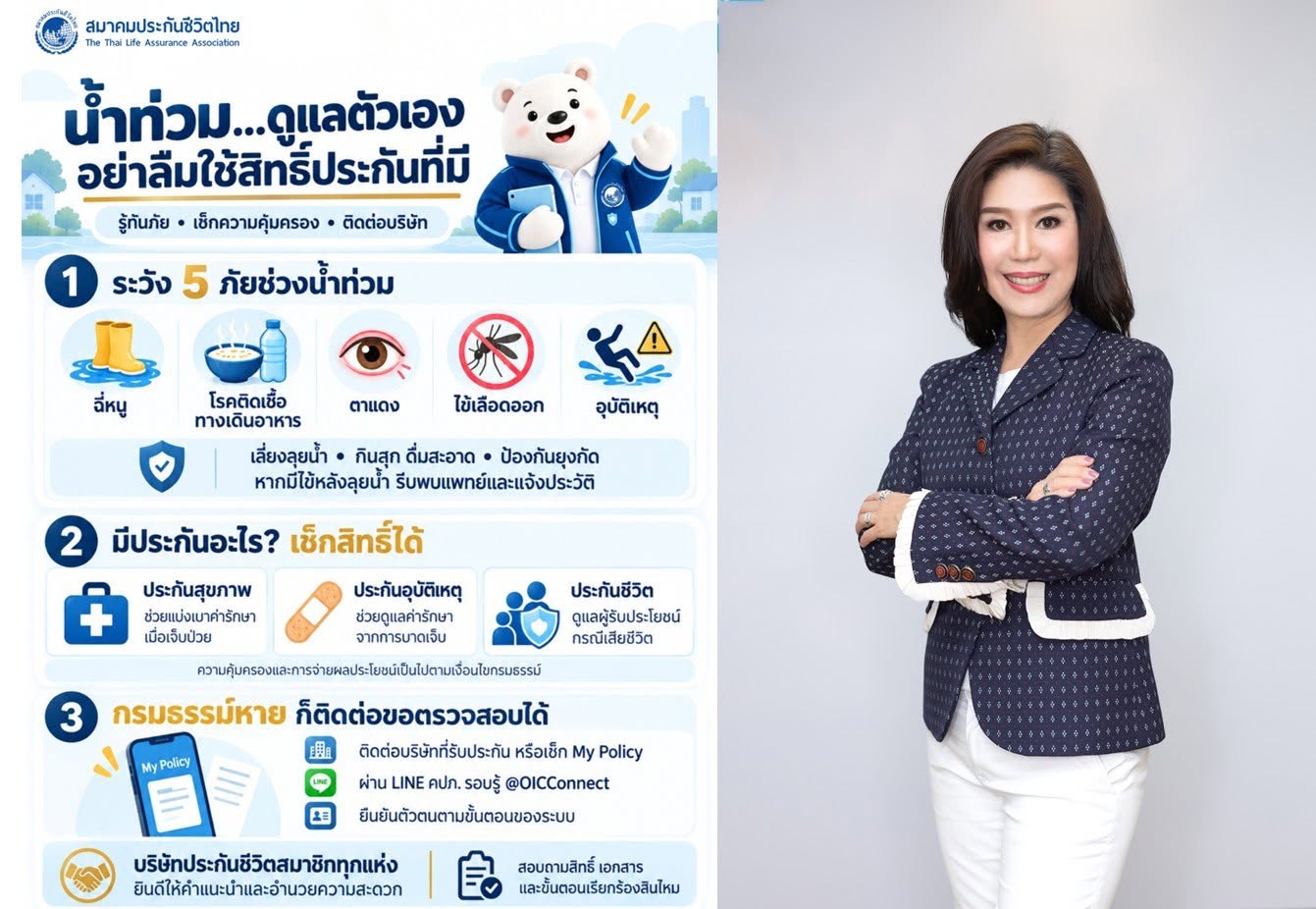 ส. ประกันชีวิตไทยห่วงใยประชาชน เตือนภัยสุขภาพและอุบัติเหตุช่วงน้ำท่วม
