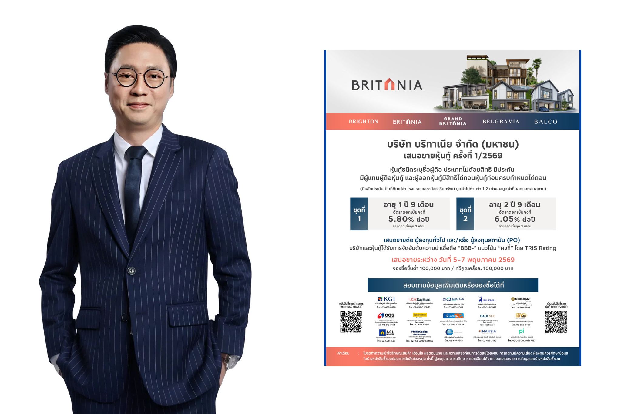 BRI ออกหุ้นกู้ 2 ชุดใหม่ ครั้งที่ 1 มูลค่า 1,300 ล. ชูดบ. 6.05% ขาย 5 - 7 พ.ค. 69